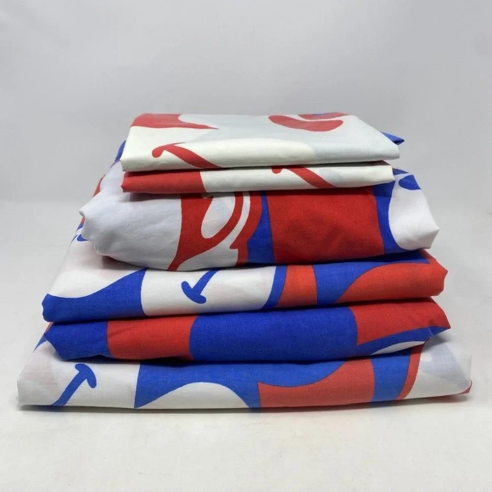 Vtg 70s Wamsutta Disney Mickey Mouse Twin‎ Sheet SET Bunk Beds Red White Blue
